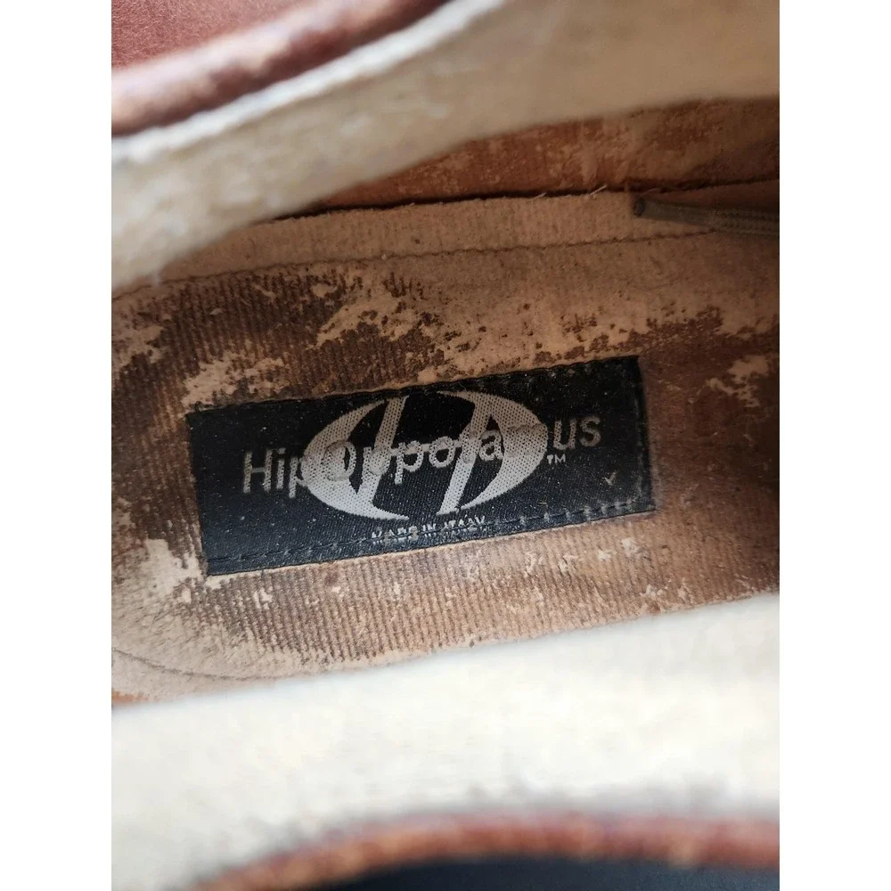 Hippopotamus Shoes Mens Size 10.5 Brown Leather Lace Up‎ Casual Made In Italy